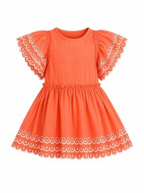 Stella McCartney Kids Girls Orange Ruffle Dress Size 2Y